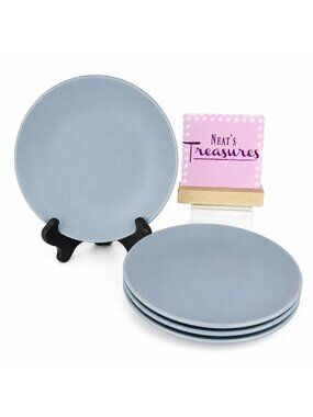 Citrus Grove METRO MATTE Solid Bluish Gray Blue 8" Ceramic Salad Plates Set of 4